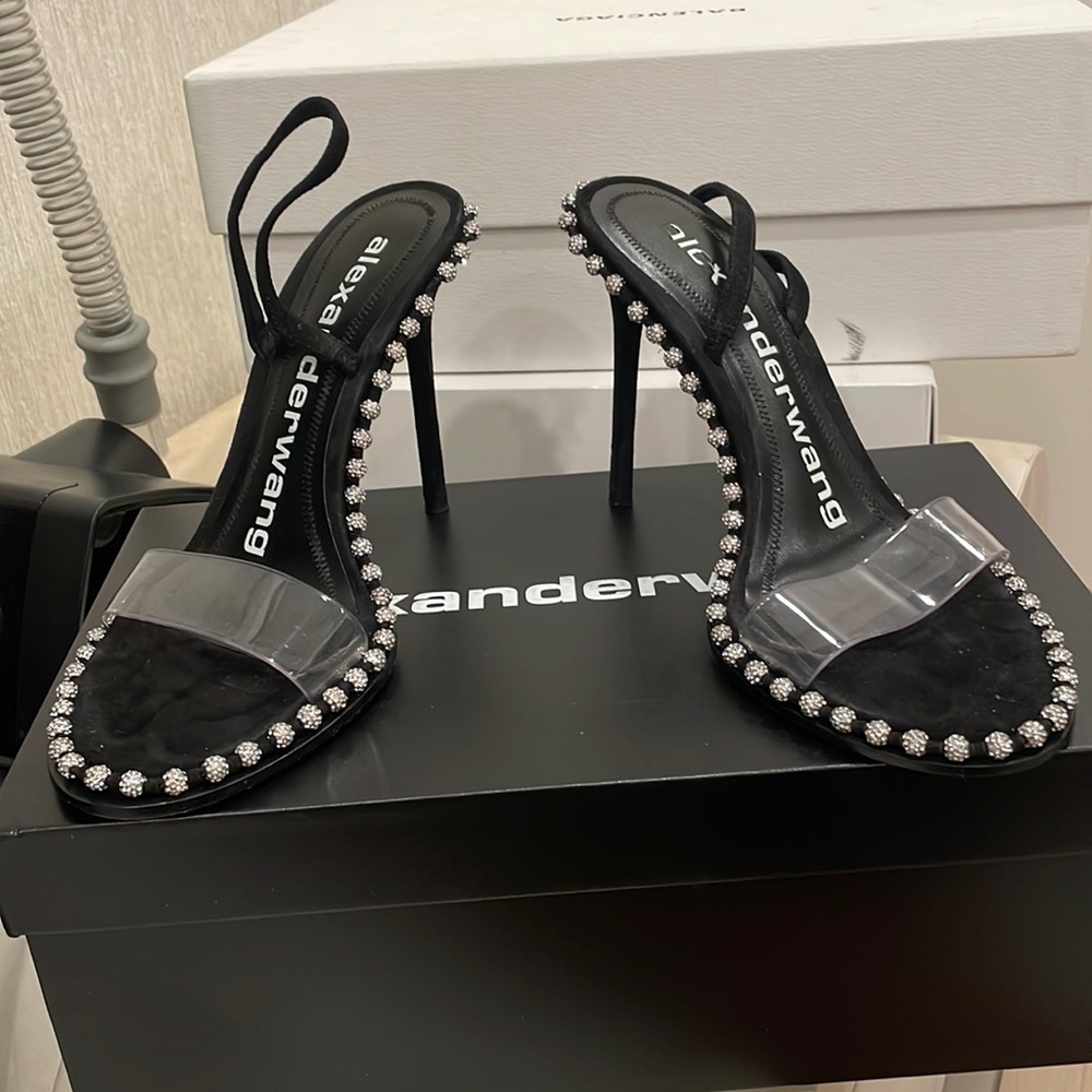 Alexander Wang Nova Crystal High Heel Sandal with PVC
